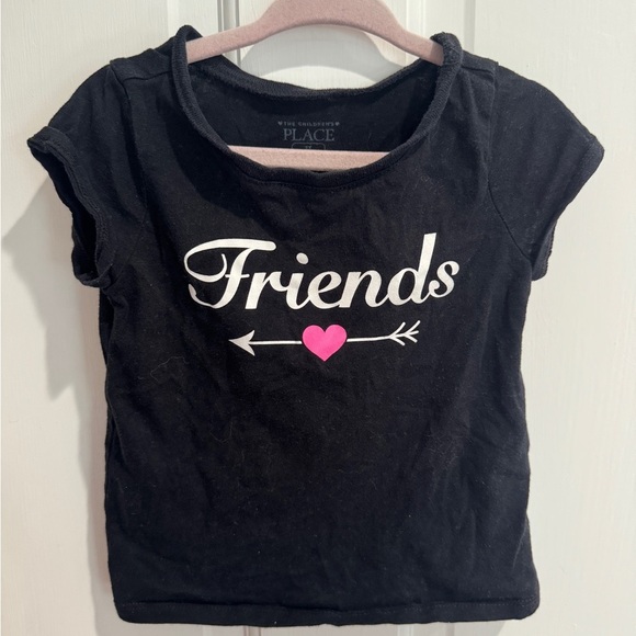 The Children's Place Other - The Children's Place 2T Girls Black 'Friends' Short Sleeve T-Shirt Blouse